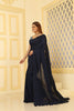 Mul Cotton Plain Saree Self Colour, with tassel Navy Blue with Blouse Piece Handloom Saree