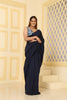 Mul Cotton Plain Saree Self Colour, with tassel Navy Blue with Blouse Piece Handloom Saree