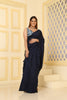 Mul Cotton Plain Saree Self Colour, with tassel Navy Blue with Blouse Piece Handloom Saree