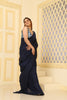 Mul Cotton Plain Saree Self Colour, with tassel Navy Blue with Blouse Piece Handloom Saree