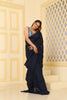 Mul Cotton Plain Saree Self Colour, with tassel Navy Blue with Blouse Piece Handloom Saree