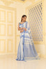 Mul Cotton Classic Saree  Contemporary Stripe WAO White, blue with Blouse Piece Handloom Saree