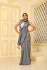 Mul Cotton Plain Saree Contrast Stripe Pallu Grey, Maroon Border with Blouse Piece Handloom Saree