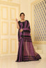 Mul Cotton Classic Saree  Contemporary Stripe WAO Black, Purple with Blouse Piece Handloom Saree