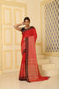 Cotton Classic Saree Tanchuri Work in Border & Pallu Red, Gold with Blouse Piece Handloom Saree