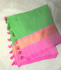 Khadi Cotton Classic Temple Work Contrast Border Green, Pink with BP