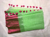 Khadi Linen Contemporay Big Border Contrast Pallu Green, Pink with BP