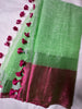 Khadi Linen Contemporay Big Border Contrast Pallu Green, Pink with BP