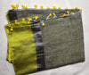 Khadi Linen Contemporay Big Border Contrast Pallu Grey, Yellow with BP