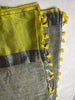 Khadi Linen Contemporay Big Border Contrast Pallu Grey, Yellow with BP