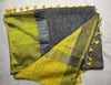 Khadi Linen Contemporay Big Border Contrast Pallu Grey, Yellow with BP