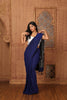 Khadi Cotton Plain Saree with Contrast Pallu - Dark Blue