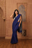 Khadi Cotton Plain Saree with Contrast Pallu - Dark Blue