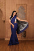 Khadi Cotton Plain Saree with Contrast Pallu - Dark Blue