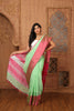 Khadi Linen Contemporay Big Border Contrast Pallu Green, Pink with BP