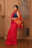 Cotton Silk Plain Saree with Ghicha Pallu - Red