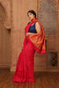 Cotton Silk Plain Saree with Ghicha Pallu - Red