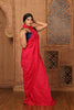 Cotton Silk Plain Saree with Ghicha Pallu - Red