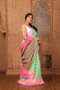 Khadi Cotton Classic Temple Work Contrast Border Green, Pink with BP