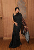 Khadi Cotton Classic Plain Saree with Half & Half Contrast Golden and Silver Pallu - Black