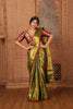 Khadi Tissue  Classic Plain Saree Red Small Border Green, Gold BP