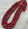 Handcrafted Red Floral Fabric Bead Maala Necklace