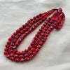 Handcrafted Red Floral Fabric Bead Maala Necklace