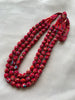 Handcrafted Red Floral Fabric Bead Maala Necklace