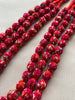 Handcrafted Red Floral Fabric Bead Maala Necklace