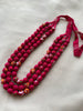 Handcrafted Rani Pink Fabric Bead Maala Necklace