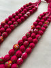 Handcrafted Rani Pink Fabric Bead Maala Necklace