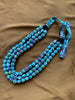Handcrafted Turquoise Blue Fabric Bead Maala Necklace