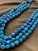 Handcrafted Turquoise Blue Fabric Bead Maala Necklace
