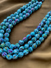 Handcrafted Turquoise Blue Fabric Bead Maala Necklace