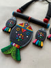 Terracotta Jewellery Set with Big Fish Pendant - Black