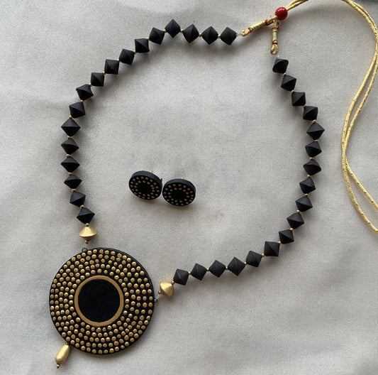 Midnight Eclipse Handcrafted Terracotta Necklace Set