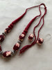 Maroon Heritage Beaded Necklace & Earrings Set
