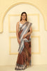 Cotton Traditional Nakshi border with Rich Pallu & tassel Brown,Beige, Silver with Blouse Piece Handloom Saree