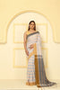 Khadi Cotton Traditional Classic Saree Dhanakhali Woven White, Black, Mustard with Blouse Piece