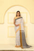 Khadi Cotton Traditional Classic Saree Dhanakhali Woven White, Black, Mustard with Blouse Piece