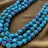 Handcrafted Turquoise Blue Fabric Bead Maala Necklace