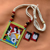 Rhythms of Folk Art Hand Painted Pendant Necklace Set