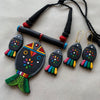 Terracotta Jewellery Set with Big Fish Pendant - Black
