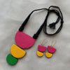 Handcrafted Terracotta Geometric Pendant Necklace Set