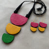 Handcrafted Terracotta Geometric Pendant Necklace Set