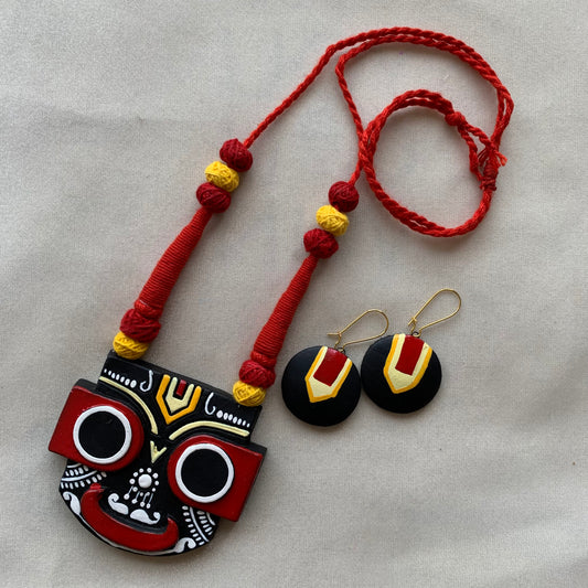 Jagannath Divine Terracotta Statement Necklace Set