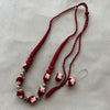 Maroon Heritage Beaded Necklace & Earrings Set