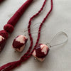 Maroon Heritage Beaded Necklace & Earrings Set