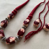 Maroon Heritage Beaded Necklace & Earrings Set
