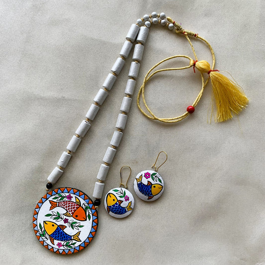 Madhubani-Inspired Handcrafted Terracotta Jewellery Set